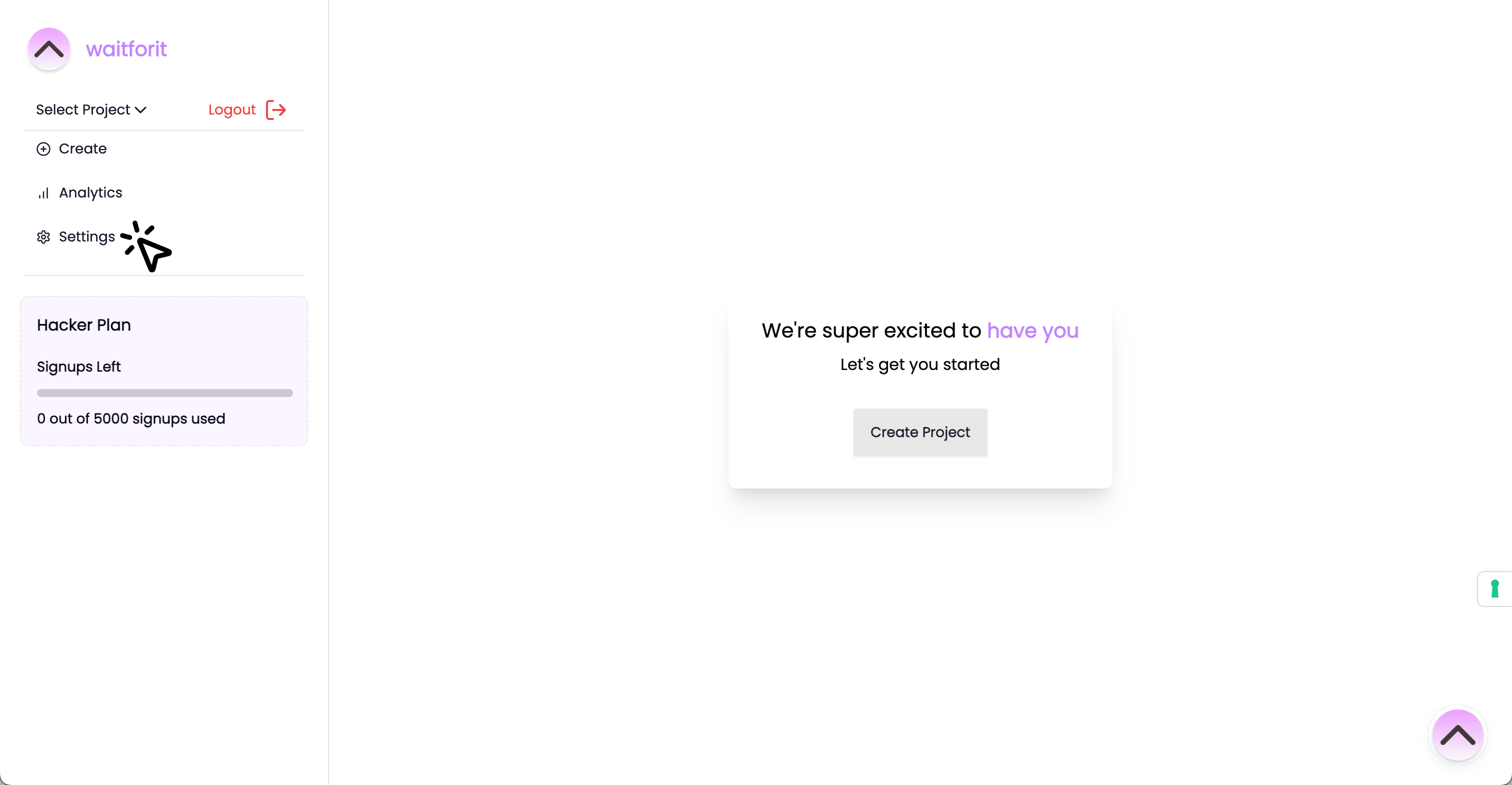 Navigating to Settings Page