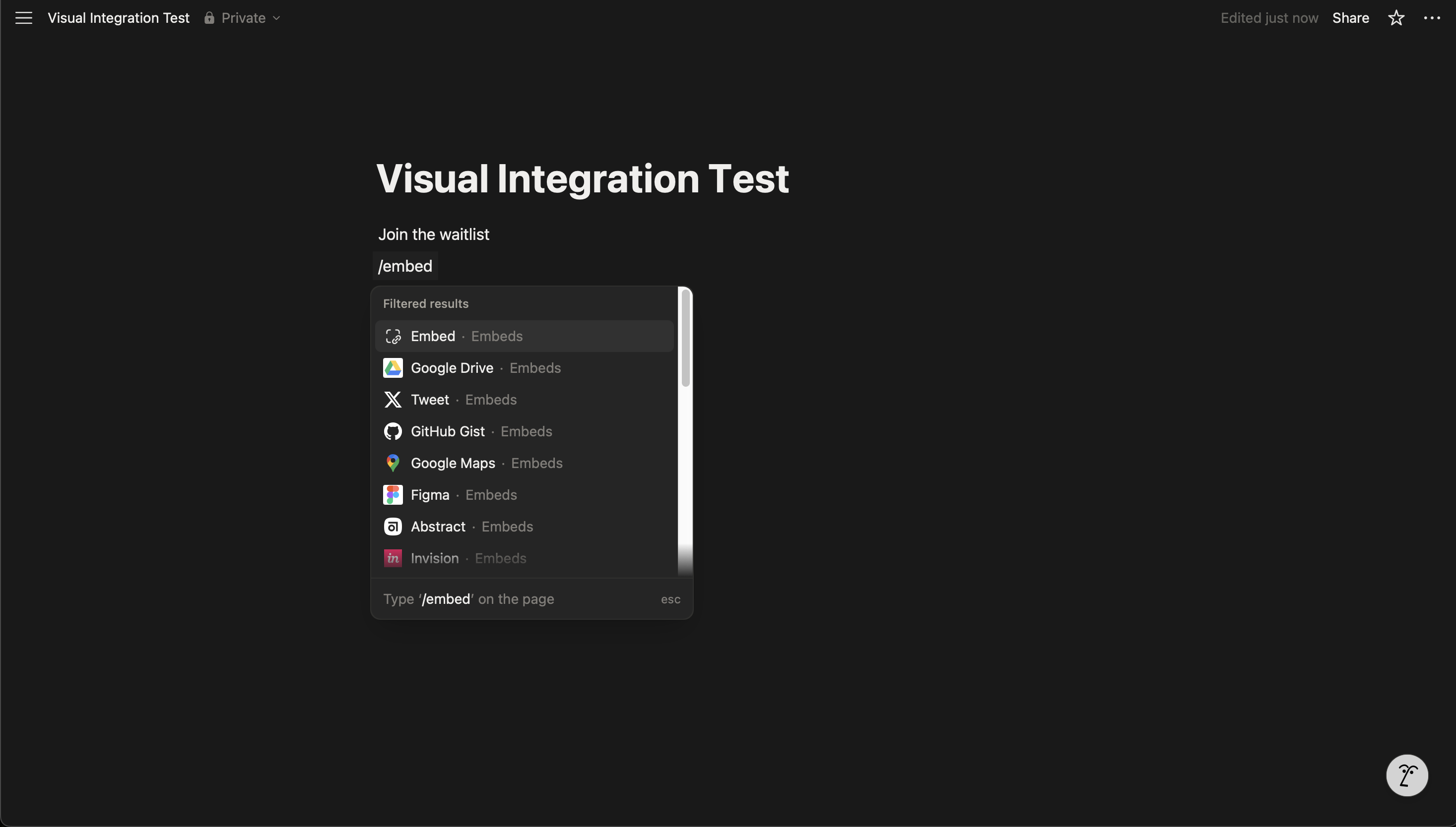 Notion: add Embed block