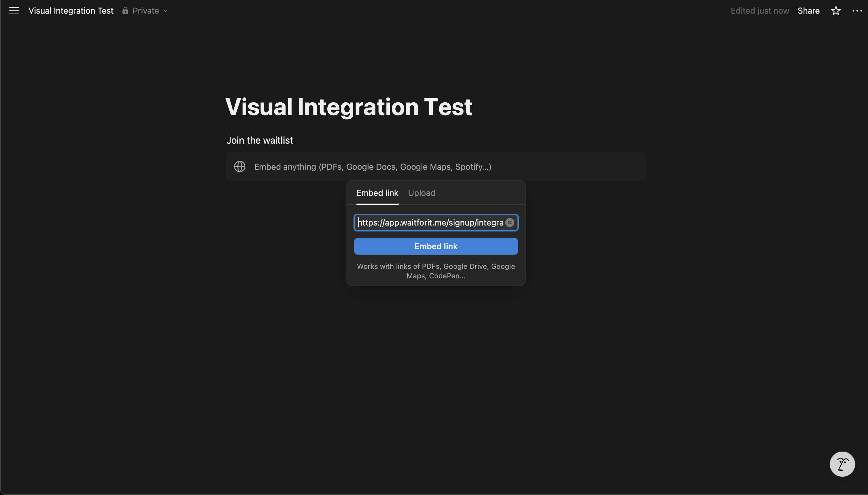 Notion: paste hosted link