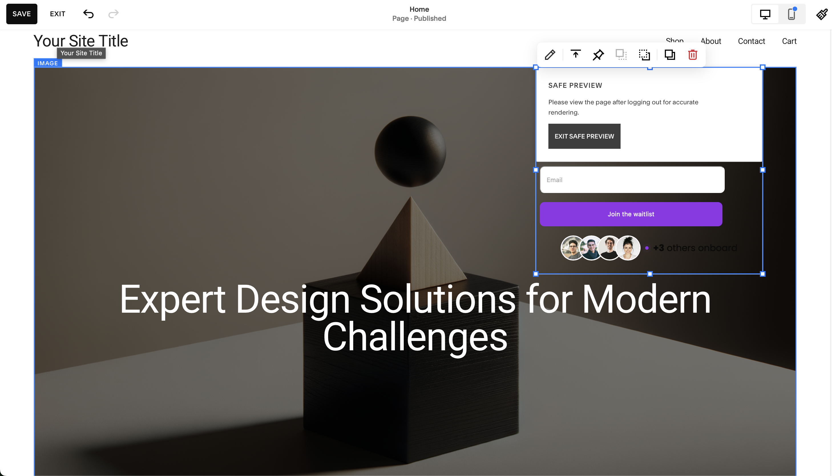 Squarespace: rendered form