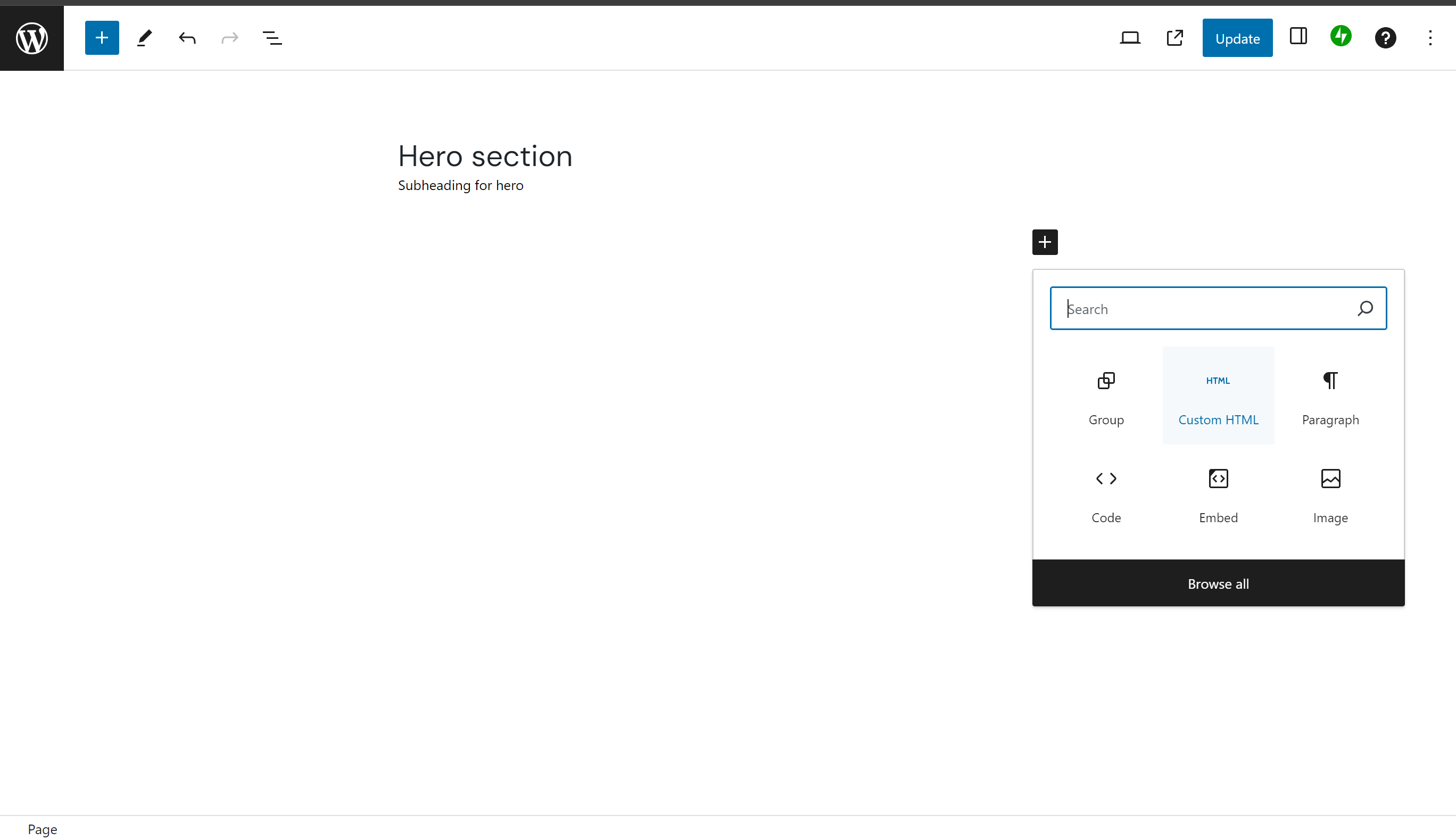 WordPress: add Custom HTML block